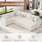 Canapé sectionnel convertible Roomfitters avec pouf de rangement, trois oreillers et chargeurs intégrés
