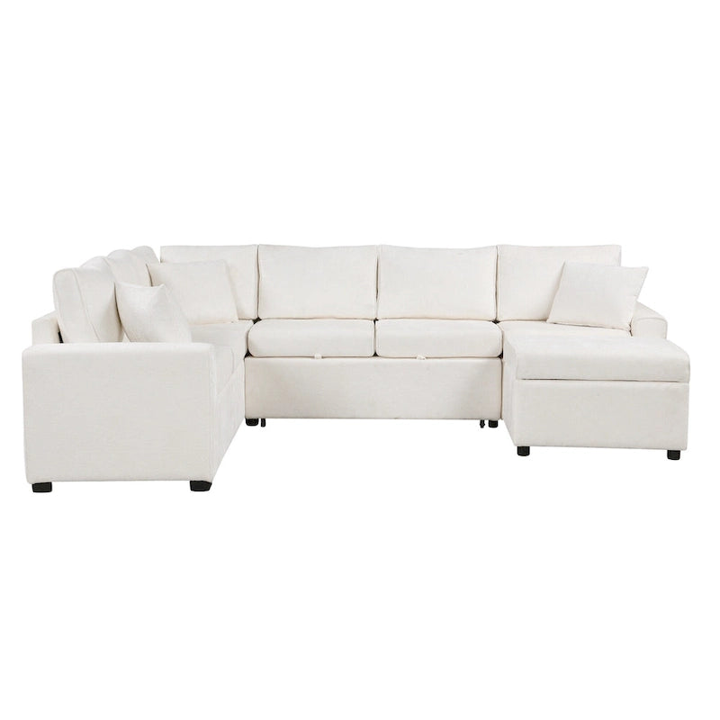 Canapé sectionnel convertible Roomfitters avec pouf de rangement, trois oreillers et chargeurs intégrés