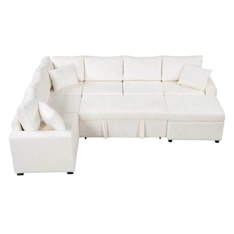 Canapé sectionnel convertible Roomfitters avec pouf de rangement, trois oreillers et chargeurs intégrés