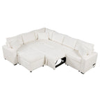 Canapé sectionnel convertible Roomfitters avec pouf de rangement, trois oreillers et chargeurs intégrés