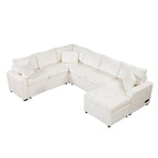 Canapé sectionnel convertible Roomfitters avec pouf de rangement, trois oreillers et chargeurs intégrés
