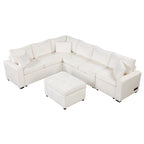Canapé sectionnel convertible Roomfitters avec pouf de rangement, trois oreillers et chargeurs intégrés