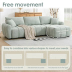100 L-Shaped Sofa Boucle Fabric Couch with Movable Ottoman