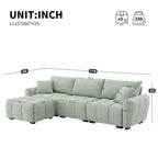 100 divani a L in tessuto bouclé con pouf mobile