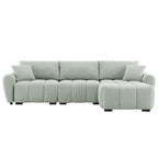 100 divani a L in tessuto bouclé con pouf mobile