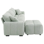 100 divani a L in tessuto bouclé con pouf mobile