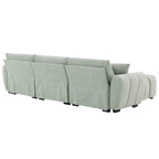 100 divani a L in tessuto bouclé con pouf mobile
