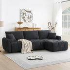 100 divani a L in tessuto bouclé con pouf mobile
