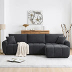 100 divani a L in tessuto bouclé con pouf mobile