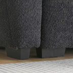 100 divani a L in tessuto bouclé con pouf mobile