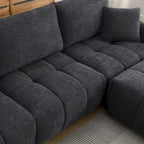 100 divani a L in tessuto bouclé con pouf mobile