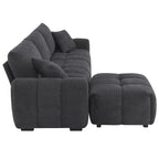 100 divani a L in tessuto bouclé con pouf mobile