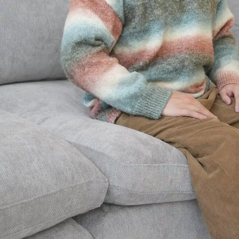 Divano componibile modulare classico moderno in lino a 3 posti con 2 pouf, divano a nuvola imbottito in piuma a forma di U con cuscini