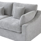 Divano componibile modulare classico moderno in lino a 3 posti con 2 pouf, divano a nuvola imbottito in piuma a forma di U con cuscini