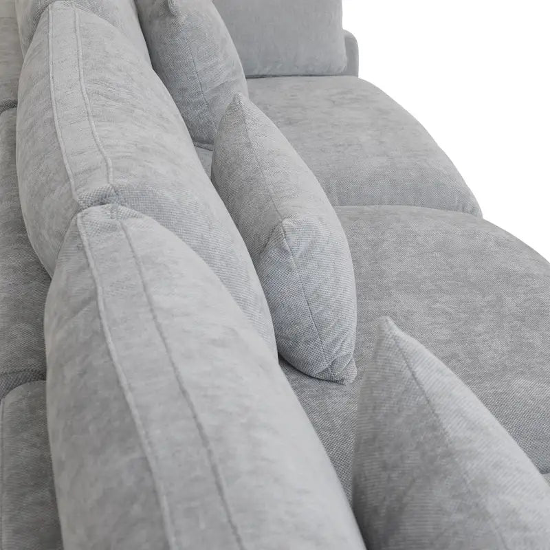 Divano componibile modulare classico moderno in lino a 3 posti con 2 pouf, divano a nuvola imbottito in piuma a forma di U con cuscini