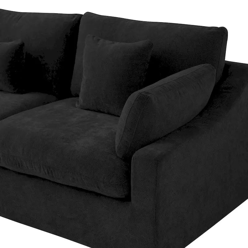 Divano componibile modulare classico moderno in lino a 3 posti con 2 pouf, divano a nuvola imbottito in piuma a forma di U con cuscini