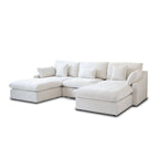 Divano componibile modulare classico moderno in lino a 3 posti con 2 pouf, divano a nuvola imbottito in piuma a forma di U con cuscini
