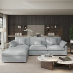 Divano angolare in lino minimalista Cloud Couch, divano a L con seduta profonda e cuscini