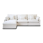 Divano angolare in lino minimalista Cloud Couch, divano a L con seduta profonda e cuscini