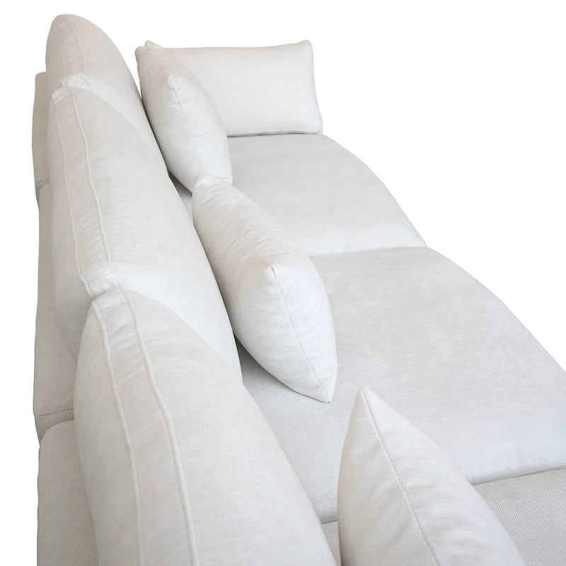 Divano angolare in lino minimalista Cloud Couch, divano a L con seduta profonda e cuscini