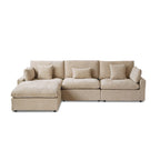 Divano angolare in lino minimalista Cloud Couch, divano a L con seduta profonda e cuscini