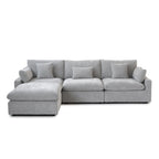 Divano angolare in lino minimalista Cloud Couch, divano a L con seduta profonda e cuscini