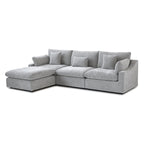 Divano angolare in lino minimalista Cloud Couch, divano a L con seduta profonda e cuscini