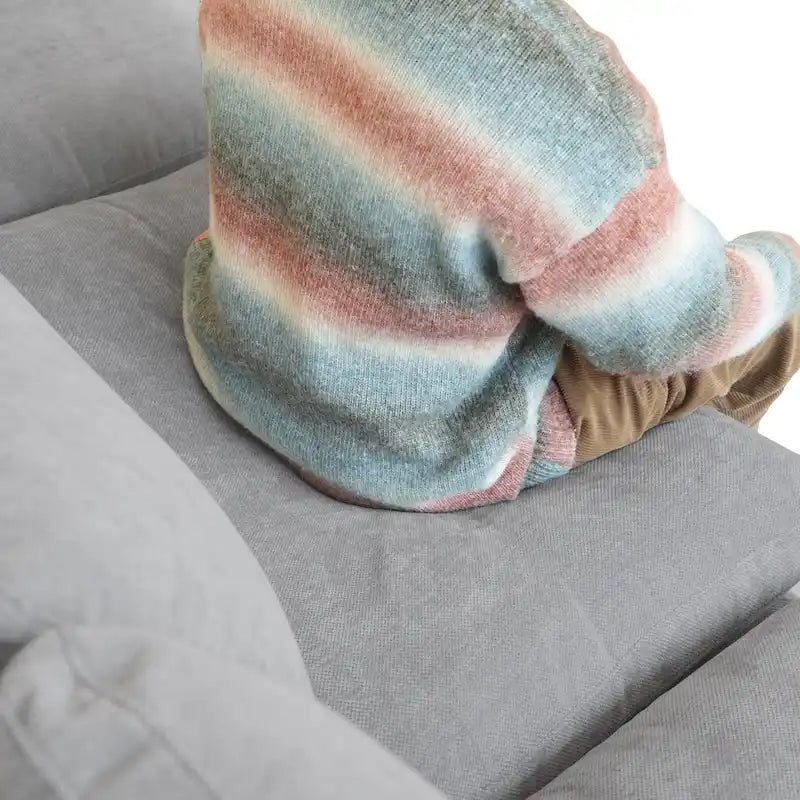 Divano angolare in lino minimalista Cloud Couch, divano a L con seduta profonda e cuscini