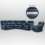 Sectionnel inclinable électrique 105 W en cuir véritable avec console simple, ports USB et USB-C, 1 fauteuil électrique sans accoudoirs