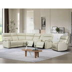 Sectionnel inclinable électrique 105 W en cuir véritable avec console simple, ports USB et USB-C, 1 fauteuil électrique sans accoudoirs