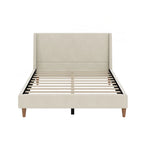 Letto a piattaforma lussuoso rivestito in velluto con elegante testiera