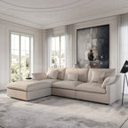 Canapé modulable Cloud avec ottoman, canapé d'angle minimaliste en tissu mélangé de lin pour salon, kaki