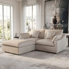 Canapé modulable Cloud avec ottoman, canapé d'angle minimaliste en tissu mélangé de lin pour salon, kaki
