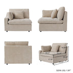 Canapé modulable Cloud avec ottoman, canapé d'angle minimaliste en tissu mélangé de lin pour salon, kaki
