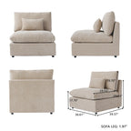 Canapé modulable Cloud avec ottoman, canapé d'angle minimaliste en tissu mélangé de lin pour salon, kaki