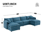 Divano Sezionale Modulare in Ciniglia, Set Divano a Nuvola Rivestito a U