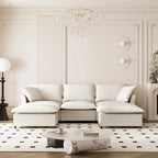 U Shaped Cloud Couch Set Chenille Sectional Sofa w/Ottoman, Pillows