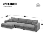 Divano Sezionale Angolare a L in Velluto a Coste con USB, Chaise longue e Portabicchieri
