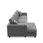 Divano Sezionale Angolare a L in Velluto a Coste con USB, Chaise longue e Portabicchieri