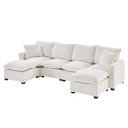 Canapé modulable en U, 6 places, en chenille, avec assise profonde