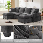 Canapé modulable en U, 6 places, en chenille, avec assise profonde