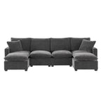 Canapé modulable en U, 6 places, en chenille, avec assise profonde