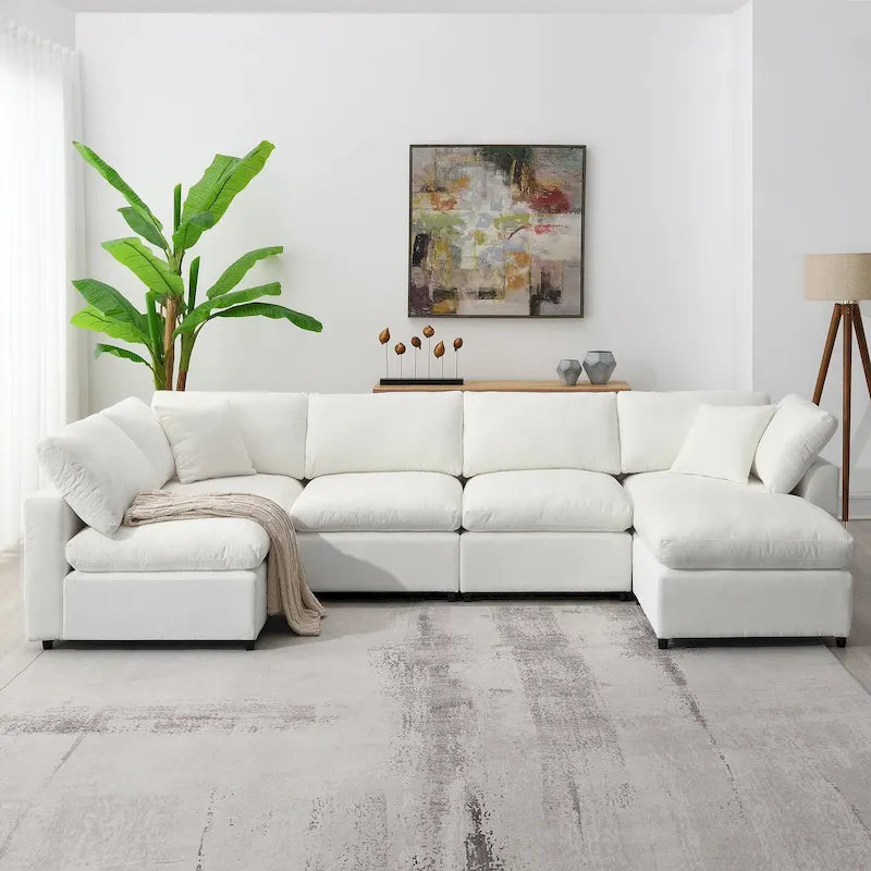 Canapé-lit modulable en chenille, convertible en forme de U