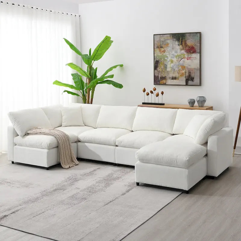 Canapé-lit modulable en chenille, convertible en forme de U