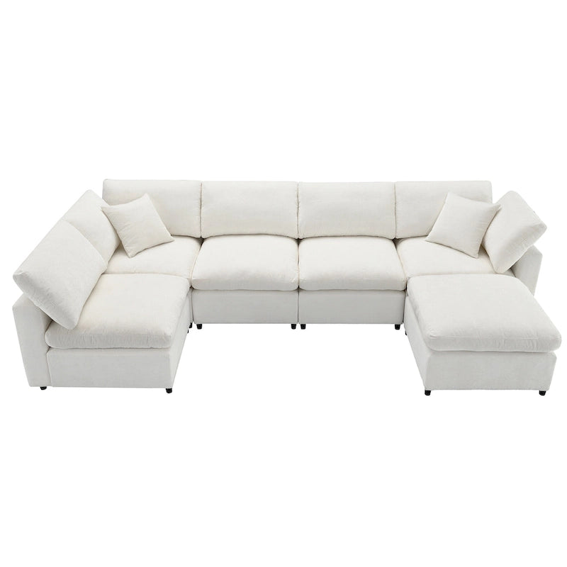 Canapé-lit modulable en chenille, convertible en forme de U