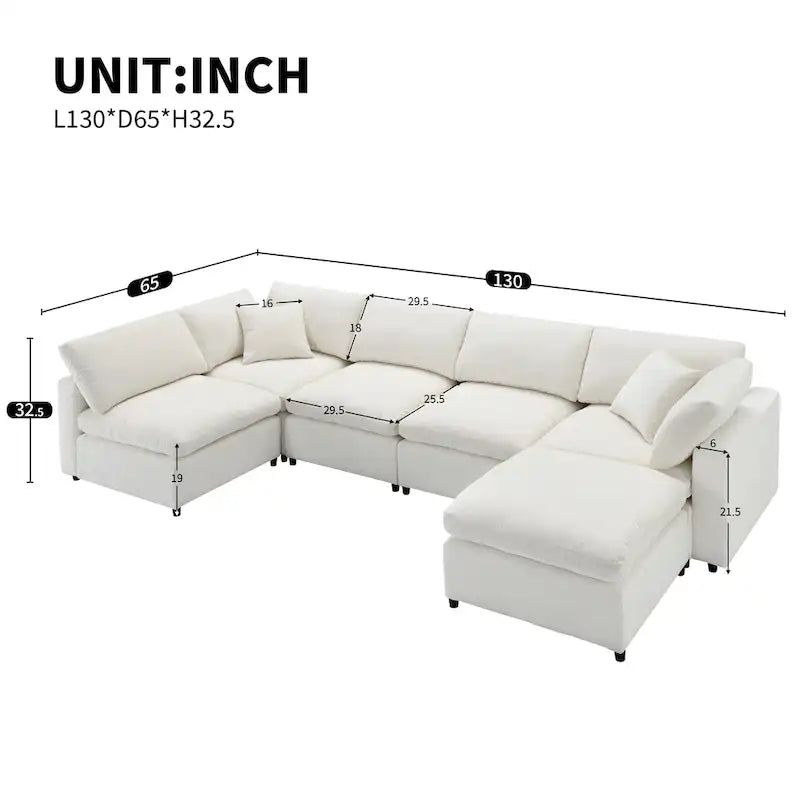 Canapé-lit modulable en chenille, convertible en forme de U