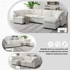 Canapé-lit modulable en chenille, convertible en forme de U