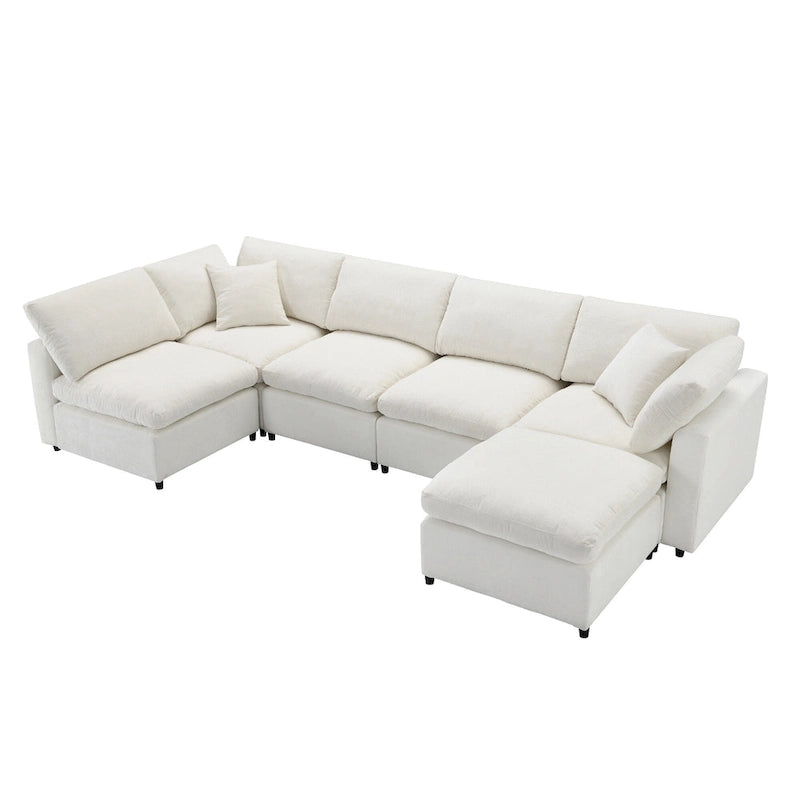 Canapé-lit modulable en chenille, convertible en forme de U