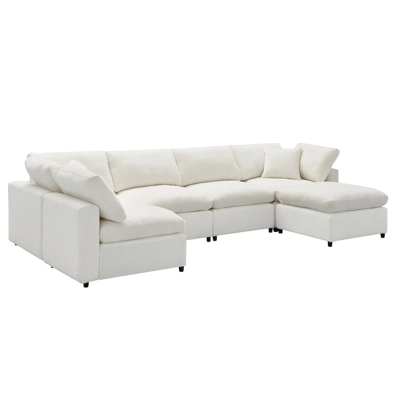Canapé-lit modulable en chenille, convertible en forme de U