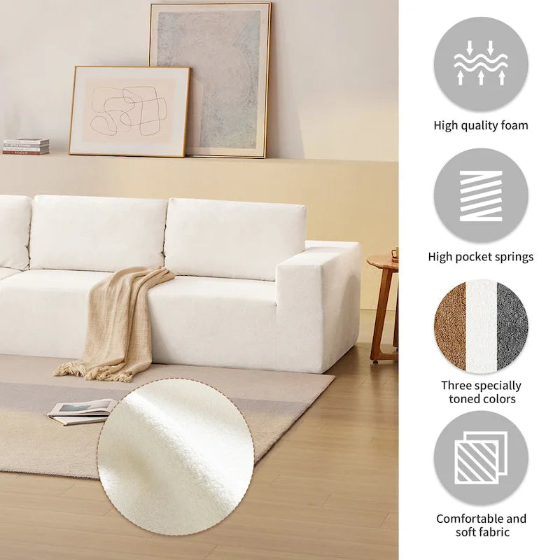 Canapé modulable 147, canapé d'angle avec assise large, combinaison libre